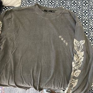 Obey Mens Gray Long Sleeve Size M